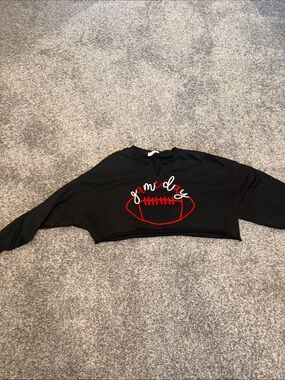 Black Cropped 'Gameday' Football Sweatshirt